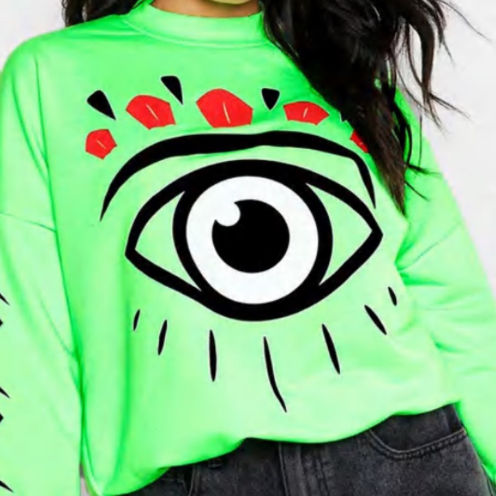 BOOHOO EYE PRINT SWEATSHIRT